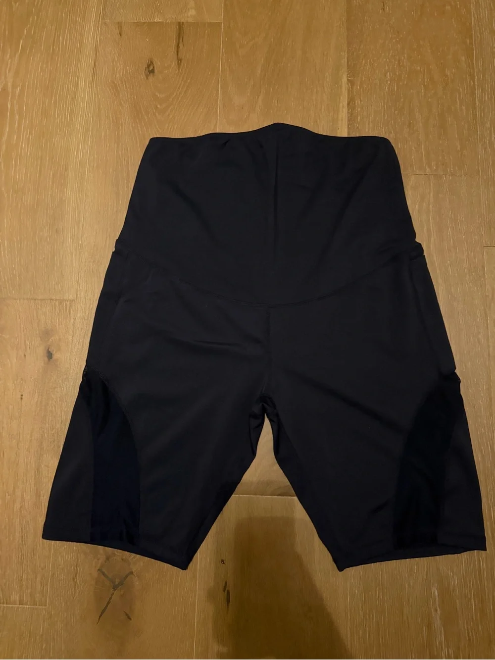 High-Waist Maternity Bike Shorts — Black and Navy